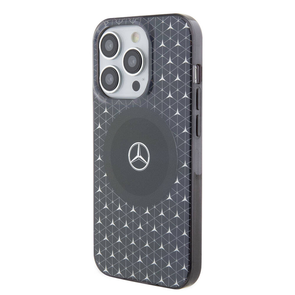 iPhone 15 Pro Uyumlu Kılıf Mercedes Benz Lisanslı Magsafe Kablosuz Şarj Özellikli Mini Yıldız Desenli