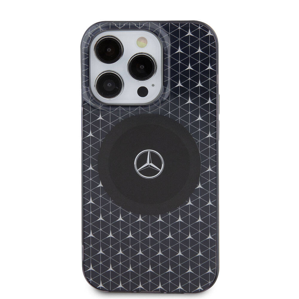iPhone 15 Pro Uyumlu Kılıf Mercedes Benz Lisanslı Magsafe Kablosuz Şarj Özellikli Mini Yıldız Desenli
