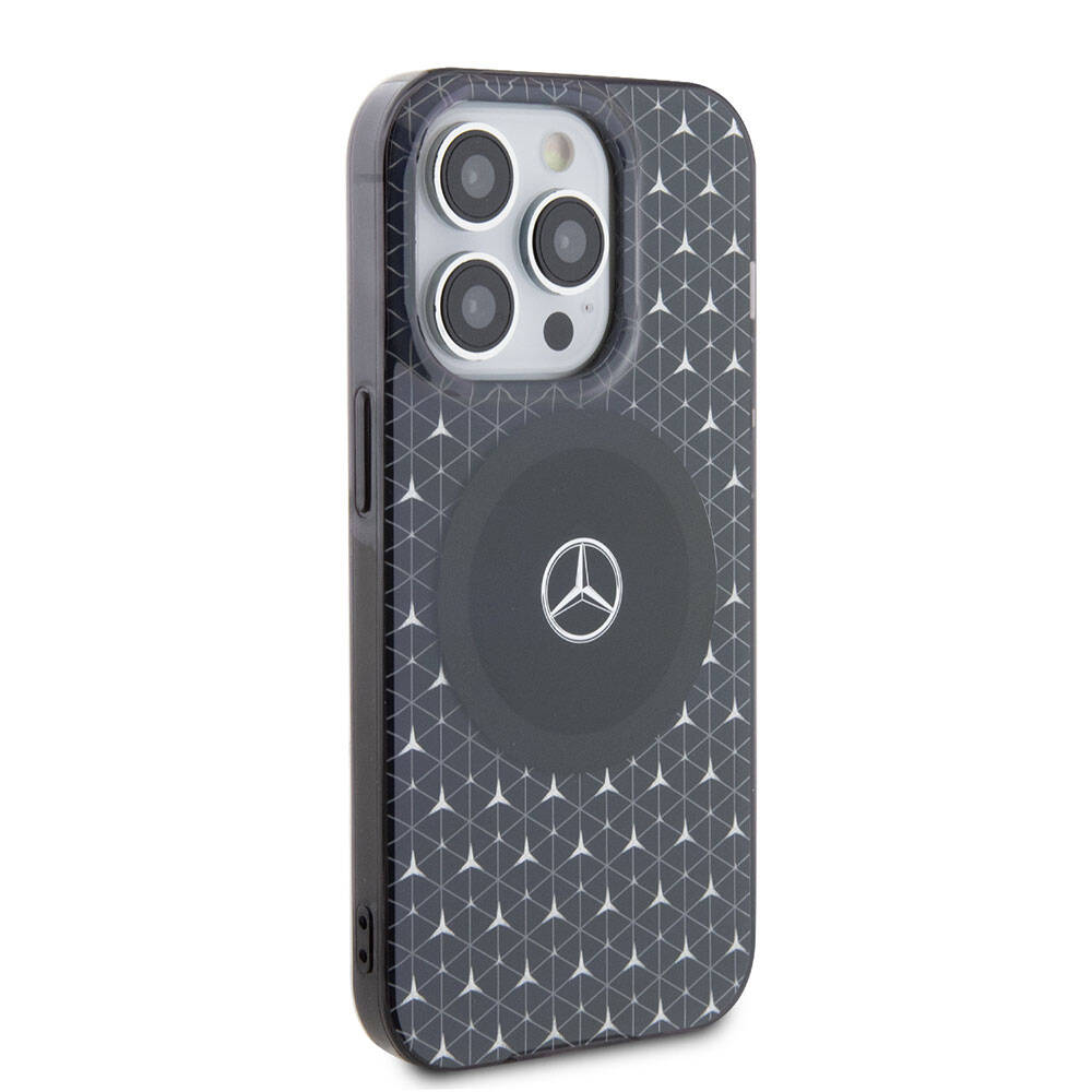 iPhone 15 Pro Uyumlu Kılıf Mercedes Benz Lisanslı Magsafe Kablosuz Şarj Özellikli Mini Yıldız Desenli