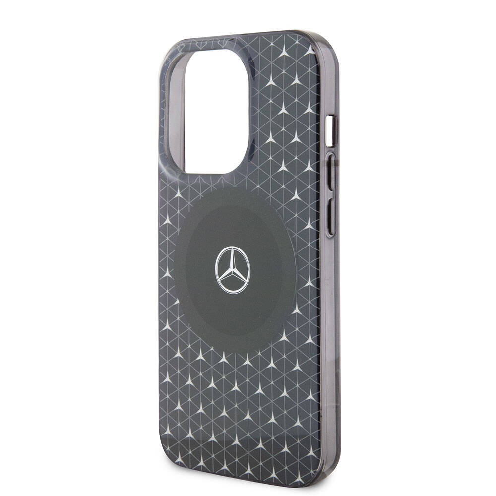iPhone 15 Pro Uyumlu Kılıf Mercedes Benz Lisanslı Magsafe Kablosuz Şarj Özellikli Mini Yıldız Desenli