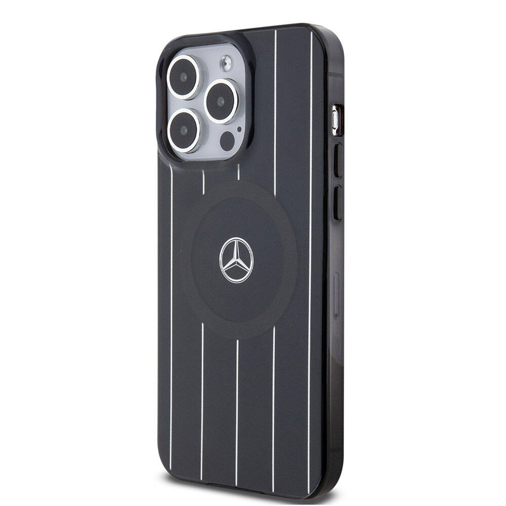 iPhone 15 Pro Uyumlu Kılıf Mercedes Benz Lisanslı Magsafe Kablosuz Şarj Özellikli Paralel Çizgi Desenli