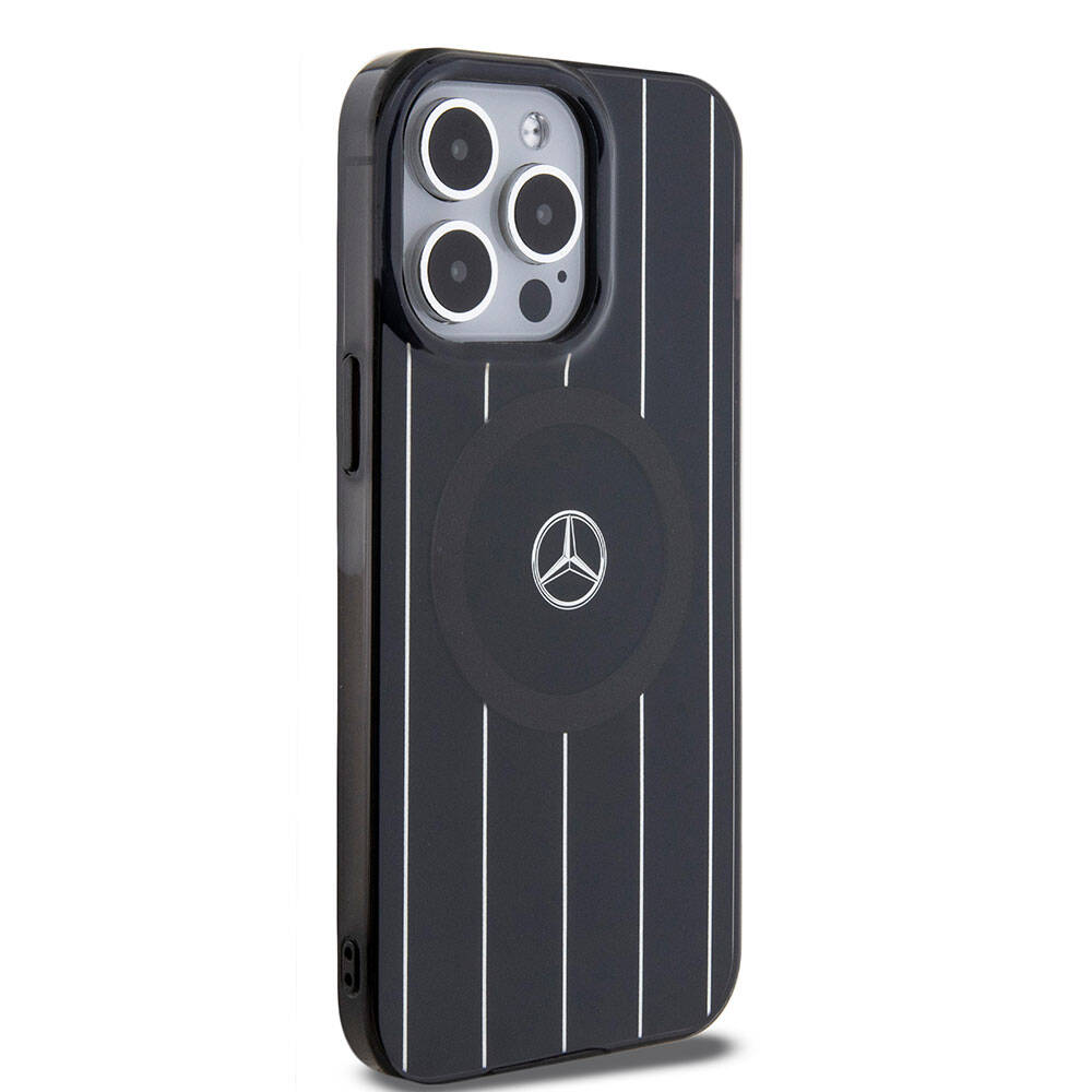 iPhone 15 Pro Uyumlu Kılıf Mercedes Benz Lisanslı Magsafe Kablosuz Şarj Özellikli Paralel Çizgi Desenli