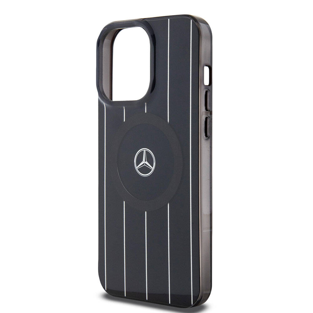 iPhone 15 Pro Uyumlu Kılıf Mercedes Benz Lisanslı Magsafe Kablosuz Şarj Özellikli Paralel Çizgi Desenli