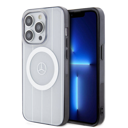 iPhone 15 Pro Uyumlu Kılıf Mercedes Benz Lisanslı Magsafe Kablosuz Şarj Özellikli Paralel Çizgi Desenli