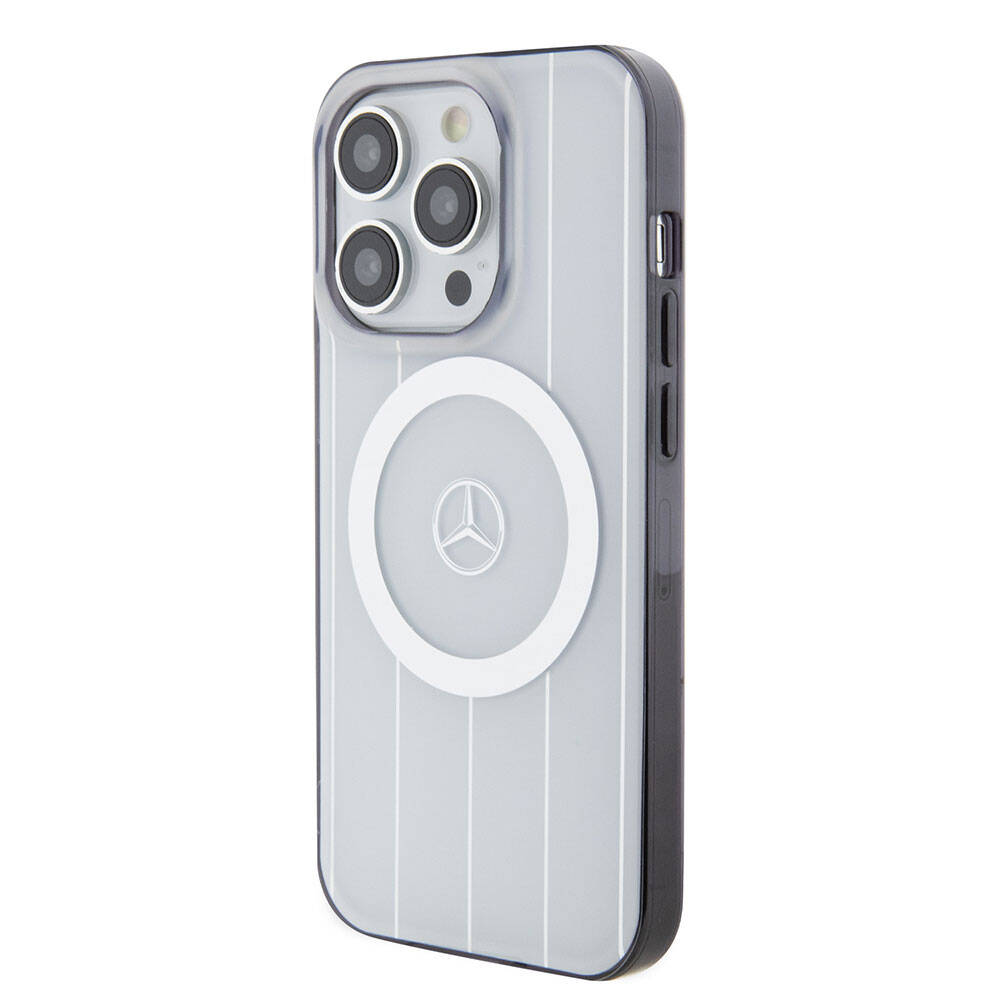 iPhone 15 Pro Uyumlu Kılıf Mercedes Benz Lisanslı Magsafe Kablosuz Şarj Özellikli Paralel Çizgi Desenli