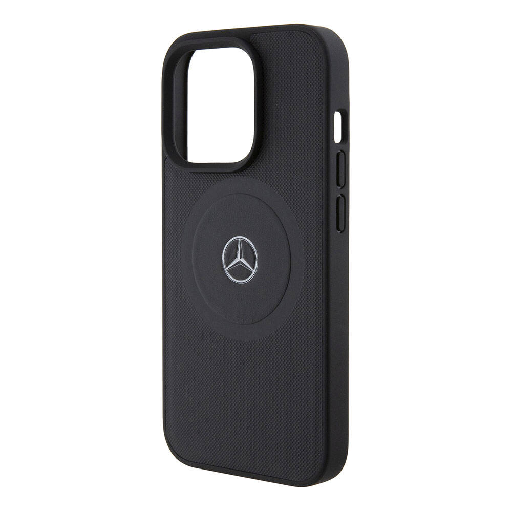 iPhone 15 Pro Uyumlu Kılıf Mercedes Benz Lisanslı Magsafe Kablosuz Şarj Özellikli Pike Desenli Baskı Logo Deri