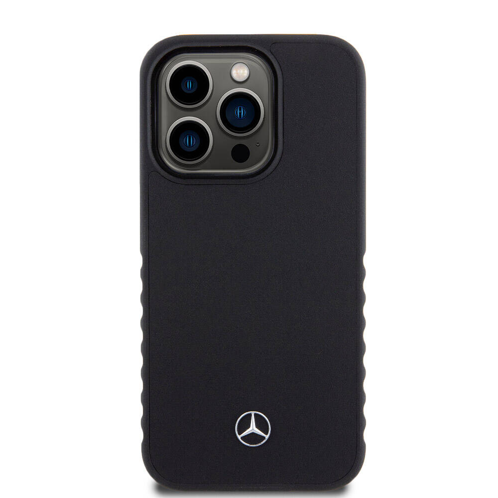 iPhone 15 Pro Uyumlu Kılıf Mercedes Benz Lisanslı Tırtıklı Kenar Pürüzsüz Hakiki Deri