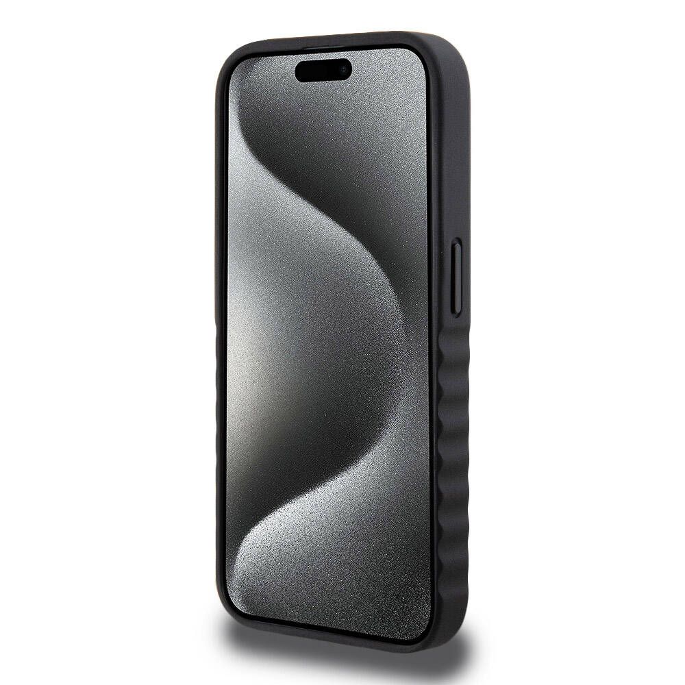 iPhone 15 Pro Uyumlu Kılıf Mercedes Benz Lisanslı Tırtıklı Kenar Pürüzsüz Hakiki Deri