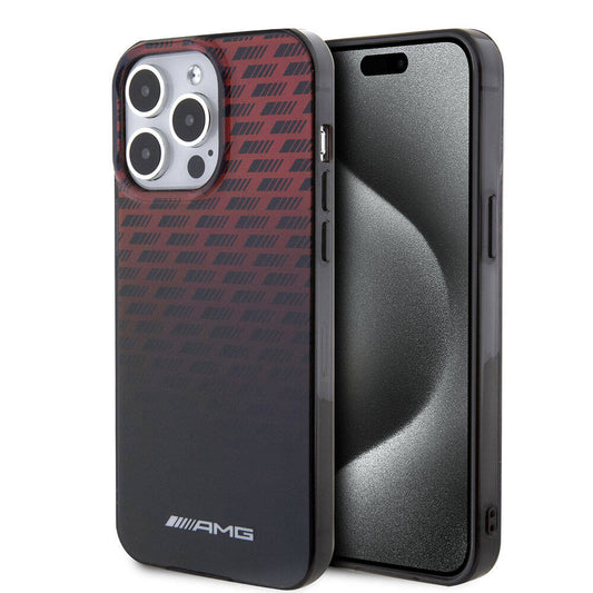 iPhone 15 Pro Max Uyumlu Kılıf AMG Lisanslı Çift Katmanlı Küçük Logolu Dörtgen Şerit Desenli