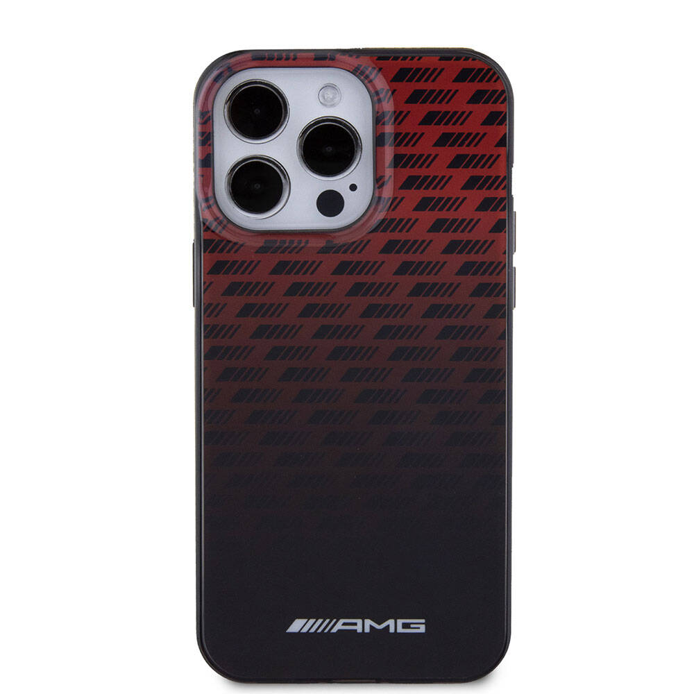 iPhone 15 Pro Max Uyumlu Kılıf AMG Lisanslı Çift Katmanlı Küçük Logolu Dörtgen Şerit Desenli