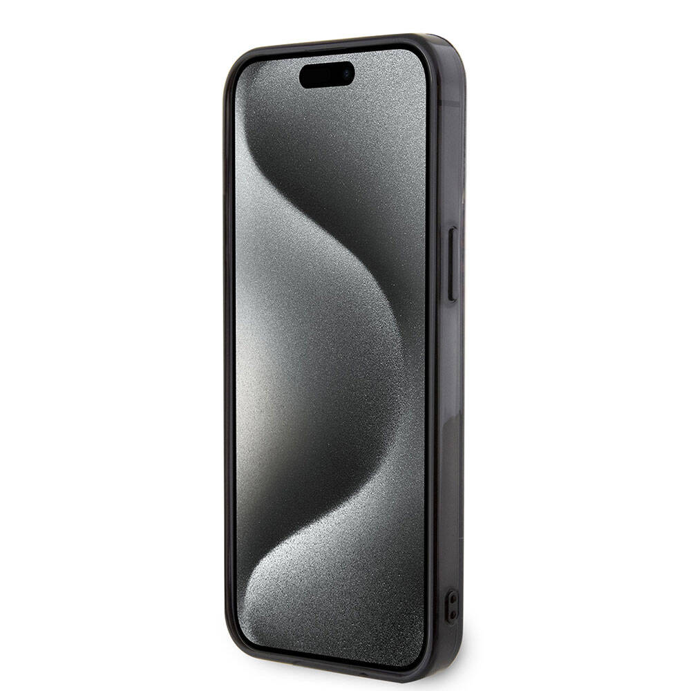 iPhone 15 Pro Max Uyumlu Kılıf AMG Lisanslı Çift Katmanlı Küçük Logolu Dörtgen Şerit Desenli