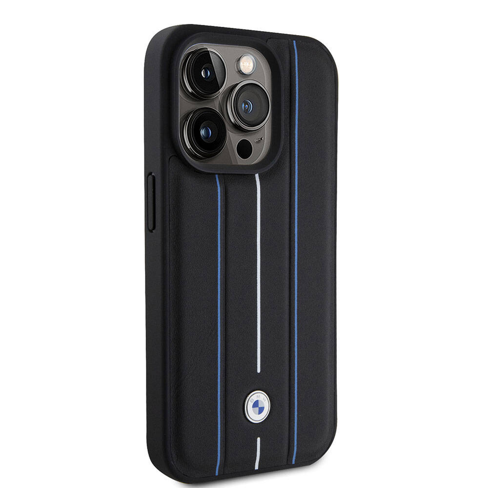 iPhone 15 Pro Max Kılıf BMW Deri Görünümlü Blue Lines Lisanslı