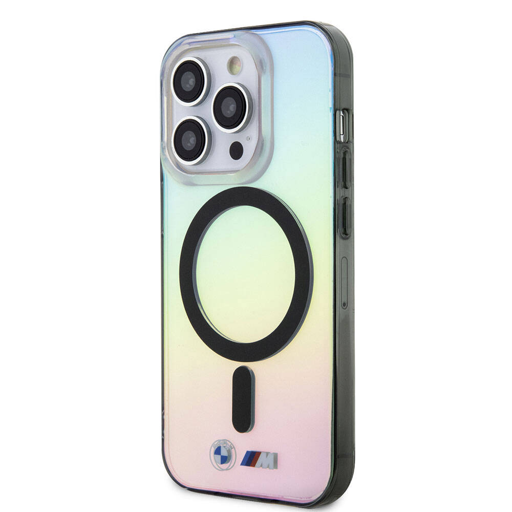 iPhone 15 Pro Max Uyumlu Kılıf Bmw Lisanslı Magsafe Kablosuz Şarj Özellikli Transparan Renk Geçişli Iridescent