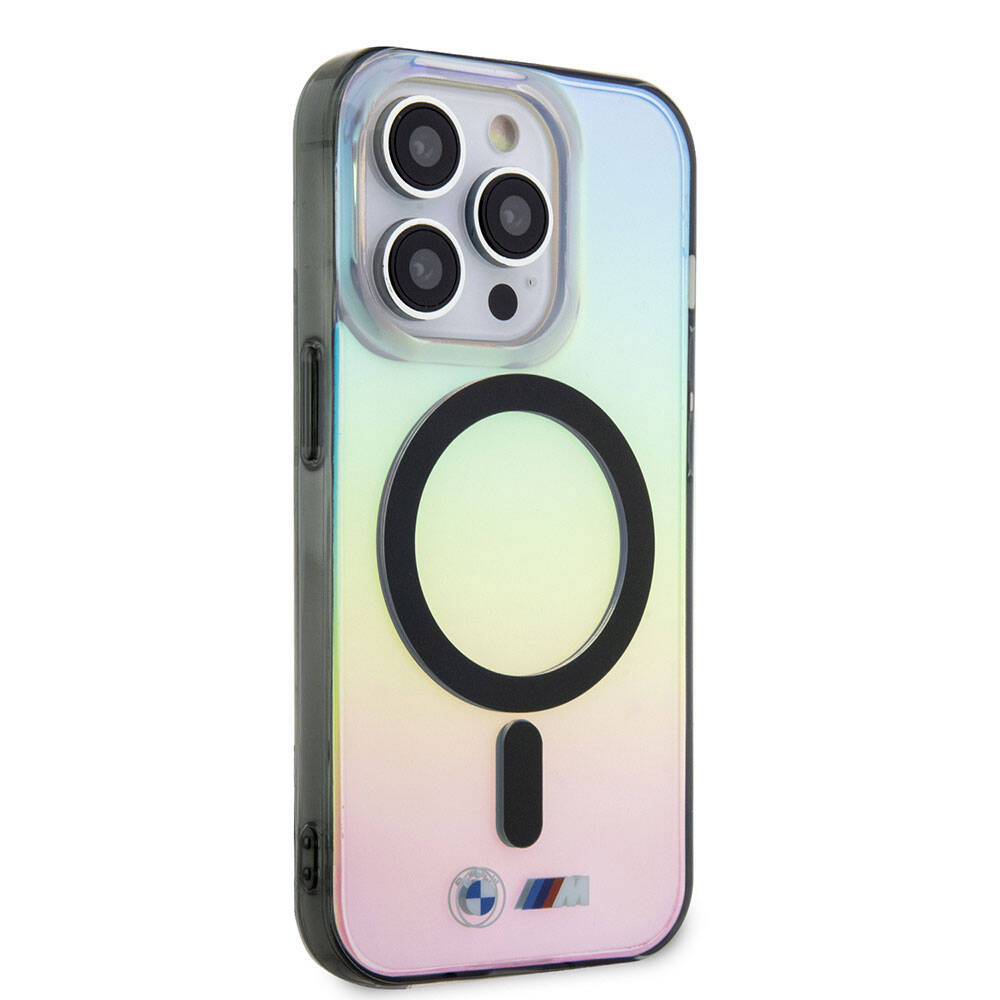 iPhone 15 Pro Max Uyumlu Kılıf Bmw Lisanslı Magsafe Kablosuz Şarj Özellikli Transparan Renk Geçişli Iridescent