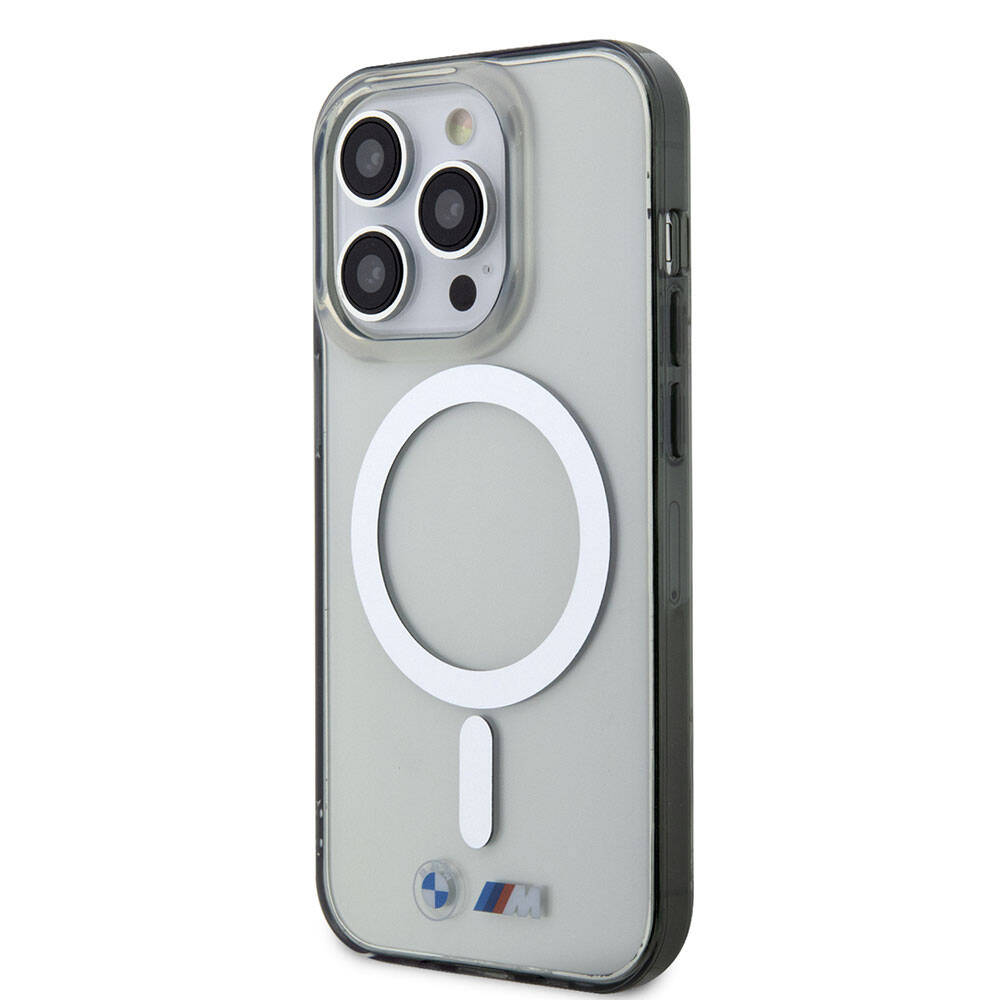 iPhone 15 Pro Max Uyumlu Kılıf Bmw Lisanslı Magsafe Kablosuz Şarj Özellikli Transparan Silver Ring