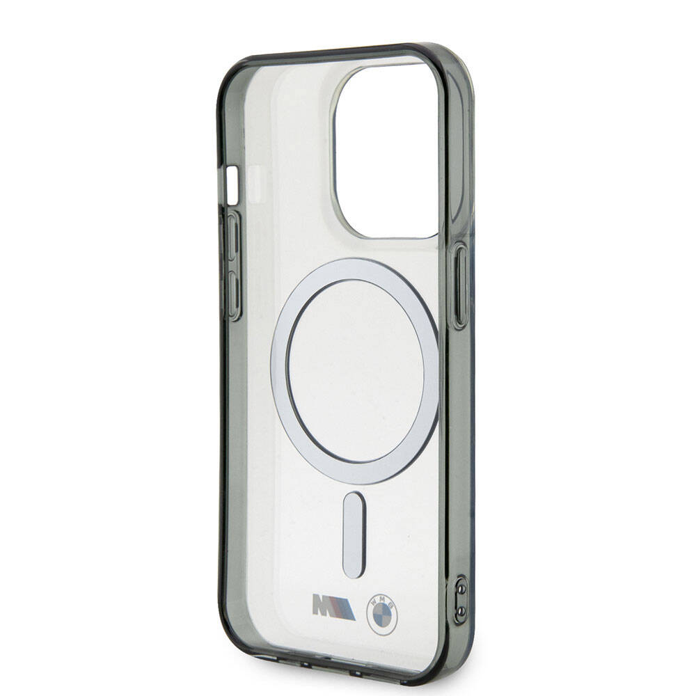 iPhone 15 Pro Max Uyumlu Kılıf Bmw Lisanslı Magsafe Kablosuz Şarj Özellikli Transparan Silver Ring