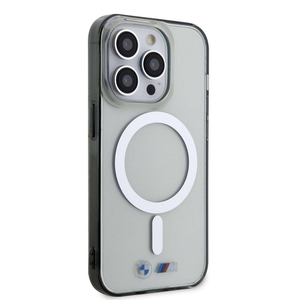 iPhone 15 Pro Max Uyumlu Kılıf Bmw Lisanslı Magsafe Kablosuz Şarj Özellikli Transparan Silver Ring