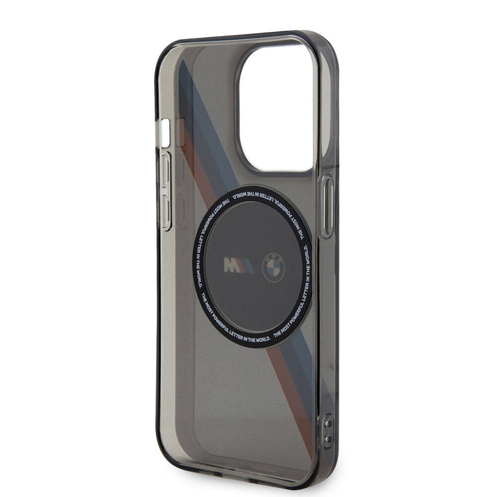iPhone 15 Pro Max Uyumlu Kılıf Bmw Lisanslı Magsafe Kablosuz Şarj Özellikli Transparan Tricolor Stripes