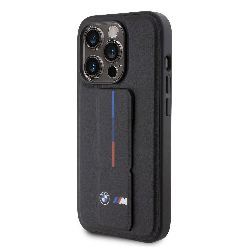 iPhone 15 Pro Max Uyumlu Kılıf Bmw Lisanslı M Şerit ve Logolu Standlı