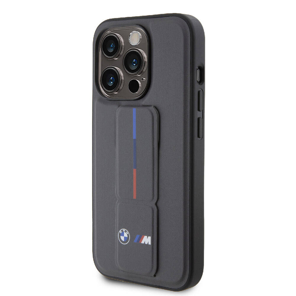 iPhone 15 Pro Max Uyumlu Kılıf Bmw Lisanslı M Şerit ve Logolu Standlı