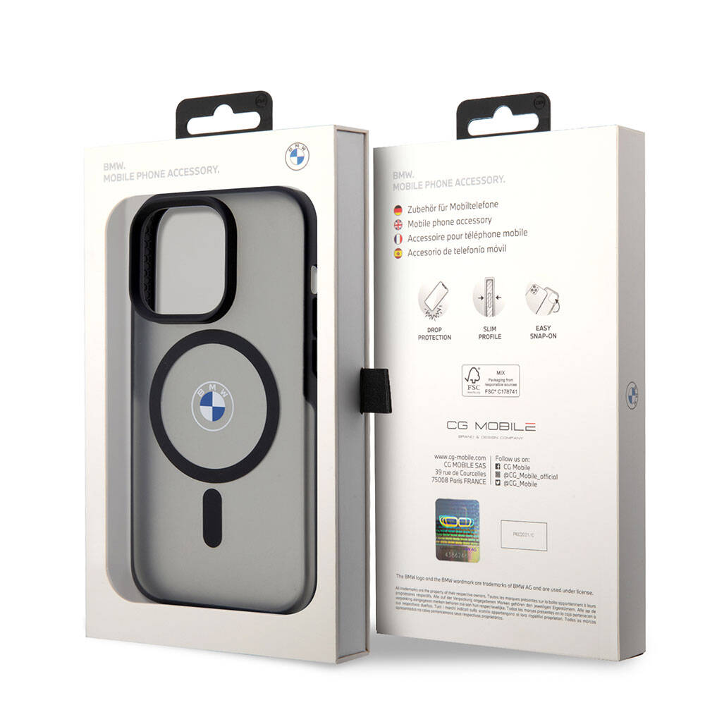 iPhone 15 Pro Max Uyumlu Kılıf Bmw Lisanslı Magsafe Kablosuz Şarj Özellikli Iml Baskı Logolu Buzlu Mat