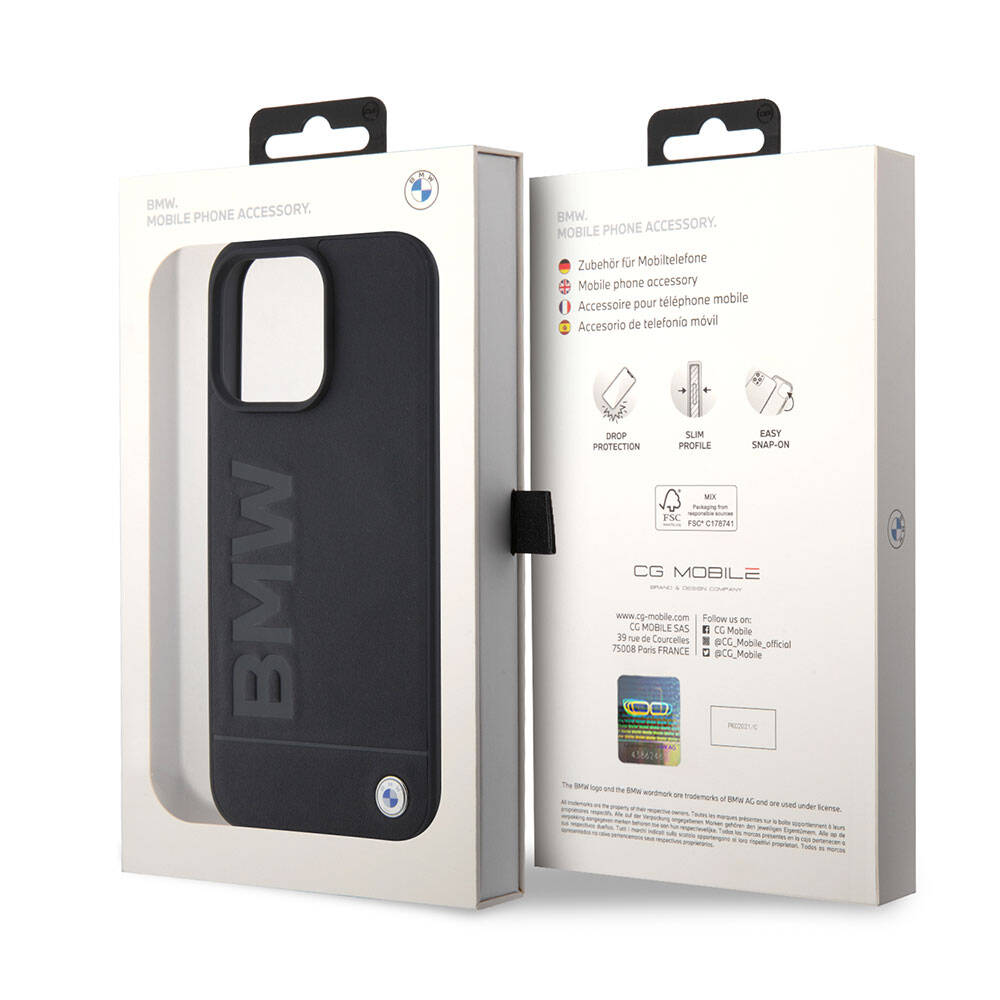 iPhone 15 Pro Max Uyumlu Kılıf Bmw Lisanslı Original Licensed Magsafe Kablosuz Şarj Özellikli Sıcak Damga Logolu Deri
