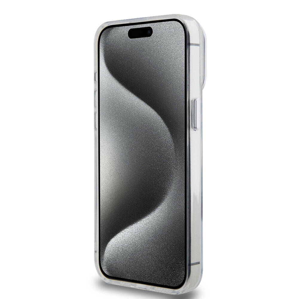 iPhone 15 Pro Max Uyumlu Kılıf Lisanslı Magsafe Kablosuz Şarj Özellikli Standlı Buzlu Yüzey Transparan