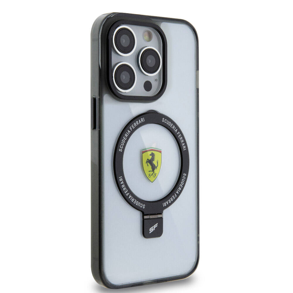 iPhone 15 Pro Max Uyumlu Kılıf Lisanslı Magsafe Kablosuz Şarj Özellikli Standlı Buzlu Yüzey Transparan