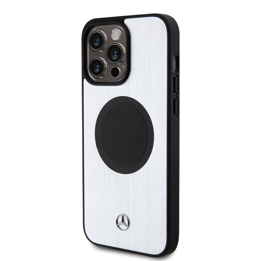 iPhone 15 Pro Max Uyumlu Kılıf Mercedes Benz Lisanslı Magsafe Kablosuz Şarj Özellikli Alüminyum Metal Yıldız Logolu