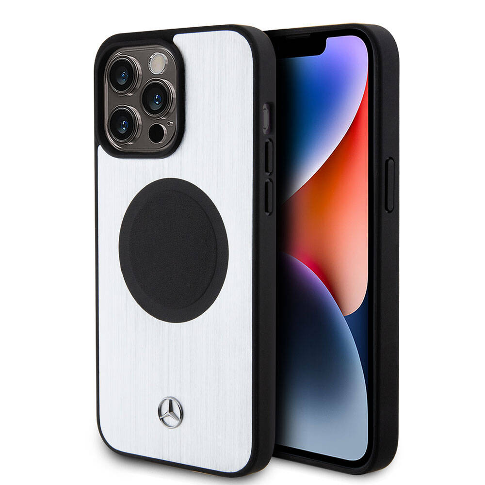 iPhone 15 Pro Max Uyumlu Kılıf Mercedes Benz Lisanslı Magsafe Kablosuz Şarj Özellikli Alüminyum Metal Yıldız Logolu