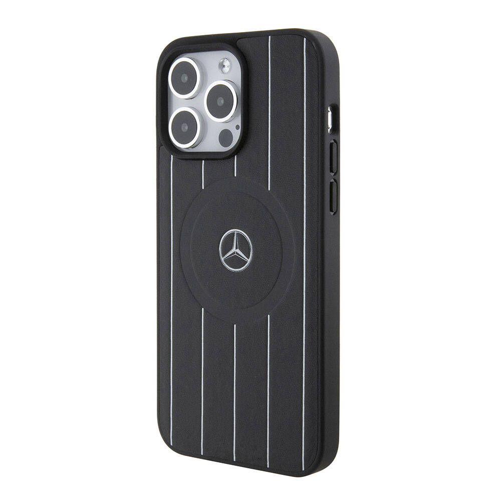 iPhone 15 Pro Max Uyumlu Kılıf Mercedes Benz Lisanslı Magsafe Kablosuz Şarj Özellikli Baskı Logolu Deri