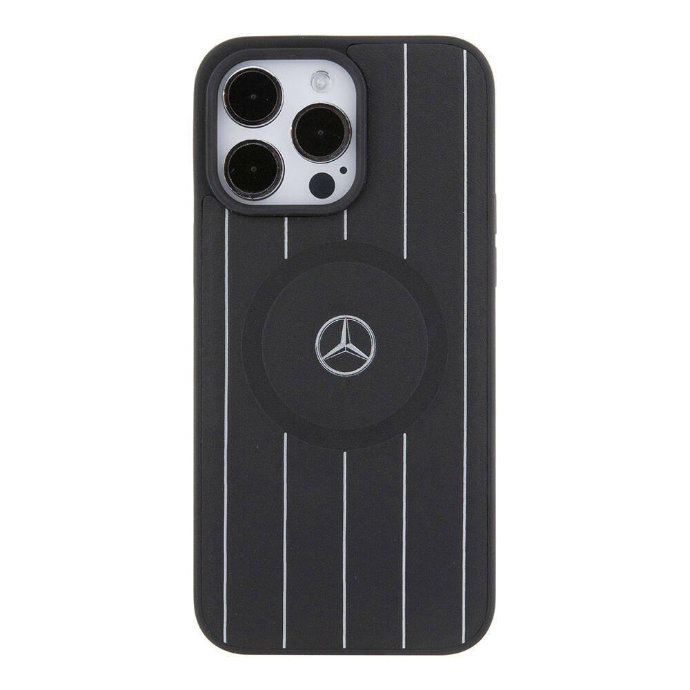 iPhone 15 Pro Max Uyumlu Kılıf Mercedes Benz Lisanslı Magsafe Kablosuz Şarj Özellikli Baskı Logolu Deri