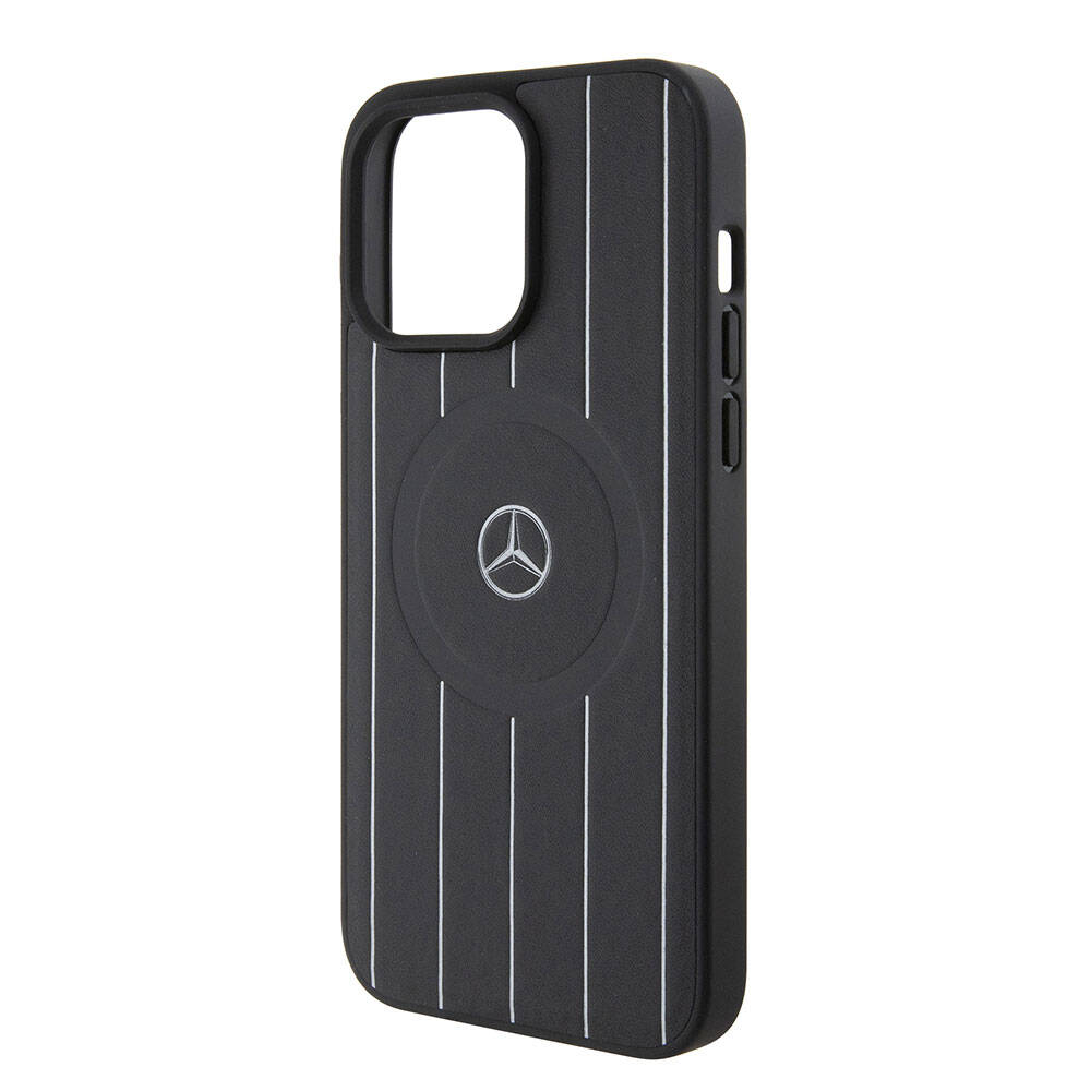 iPhone 15 Pro Max Uyumlu Kılıf Mercedes Benz Lisanslı Magsafe Kablosuz Şarj Özellikli Baskı Logolu Deri