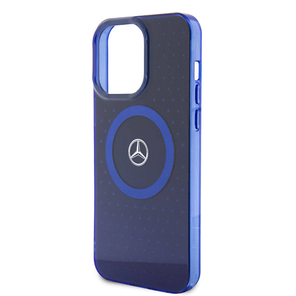 iPhone 15 Pro Max Uyumlu Kılıf Mercedes Benz Lisanslı Magsafe Kablosuz Şarj Özellikli Mavi Yıldız Desenli