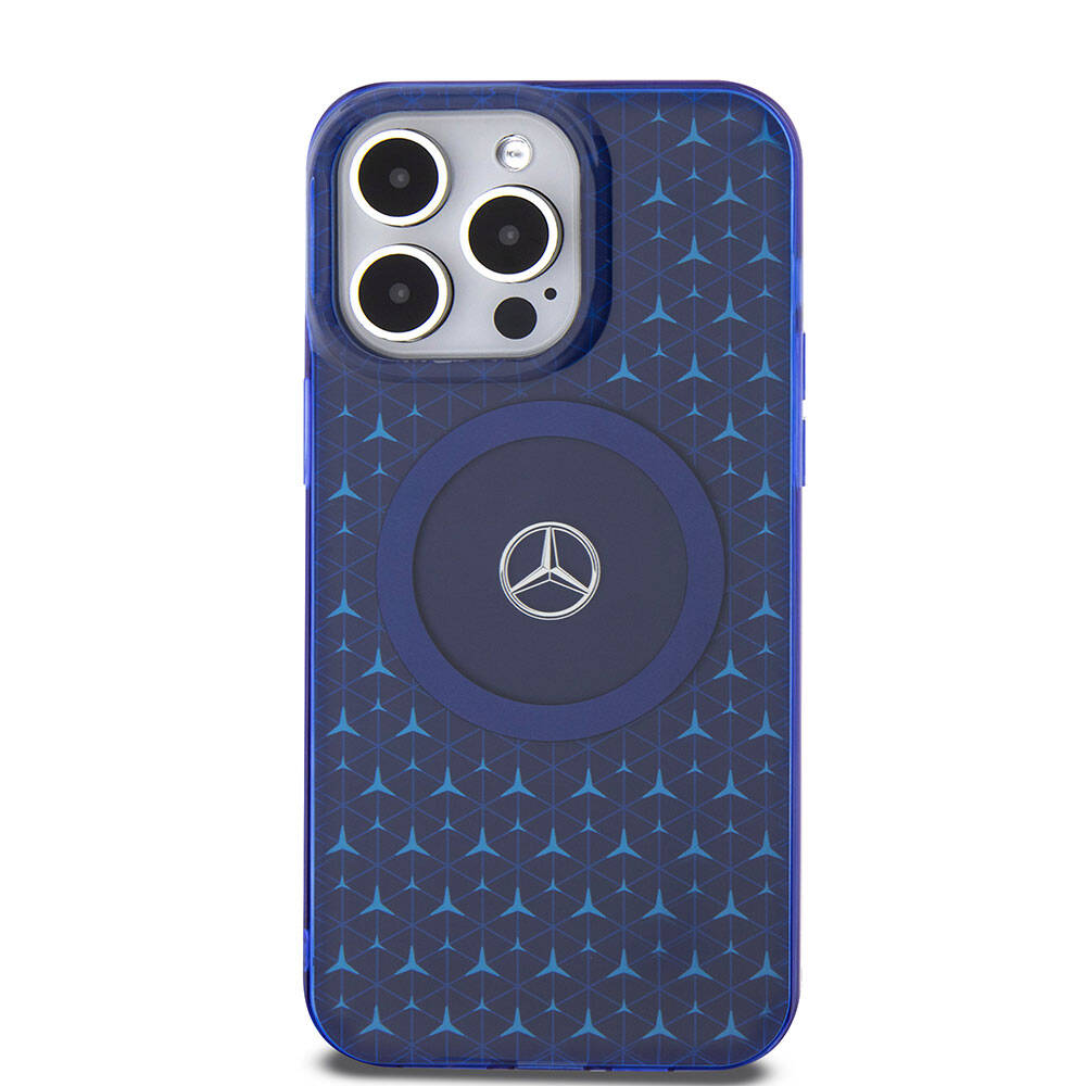 iPhone 15 Pro Max Uyumlu Kılıf Mercedes Benz Lisanslı Magsafe Kablosuz Şarj Özellikli Mini Yıldız Desenli