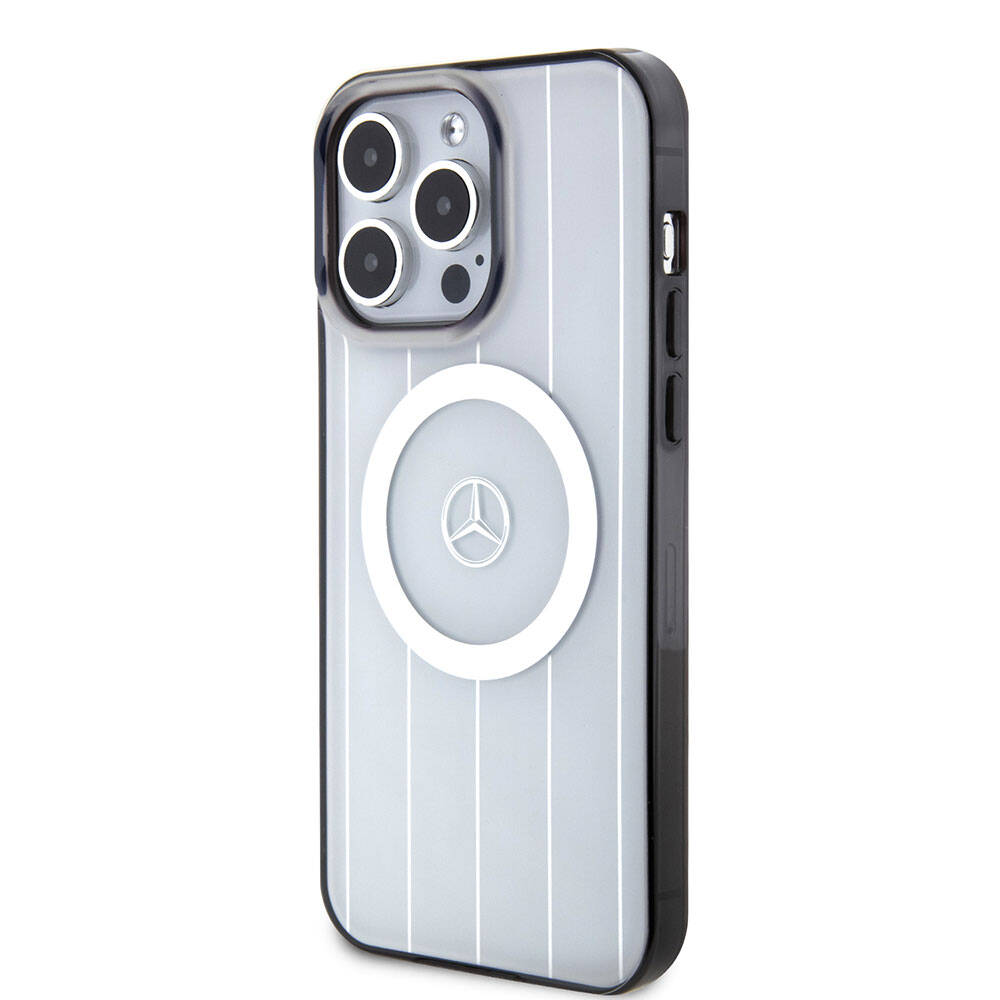 iPhone 15 Pro Max Uyumlu Kılıf Mercedes Benz Lisanslı Magsafe Kablosuz Şarj Özellikli Paralel Çizgi Desenli