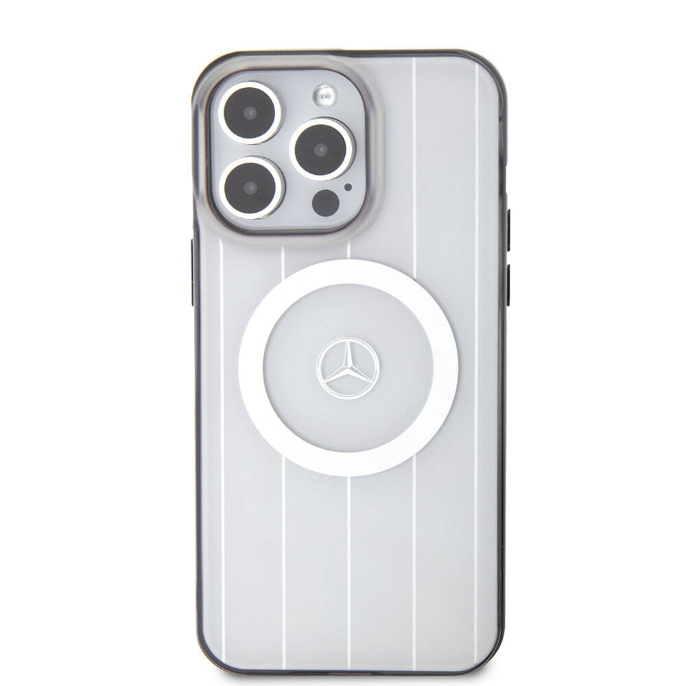 iPhone 15 Pro Max Uyumlu Kılıf Mercedes Benz Lisanslı Magsafe Kablosuz Şarj Özellikli Paralel Çizgi Desenli