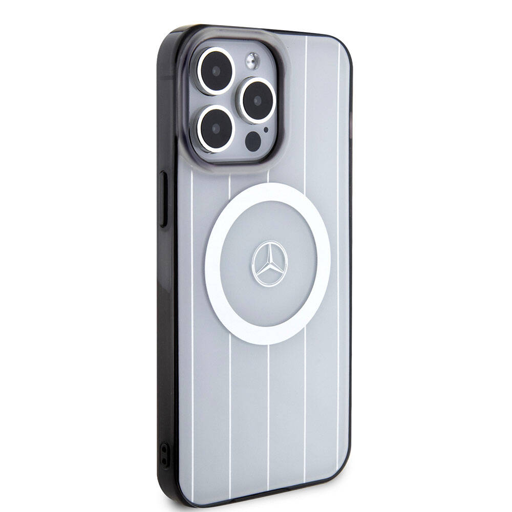 iPhone 15 Pro Max Uyumlu Kılıf Mercedes Benz Lisanslı Magsafe Kablosuz Şarj Özellikli Paralel Çizgi Desenli
