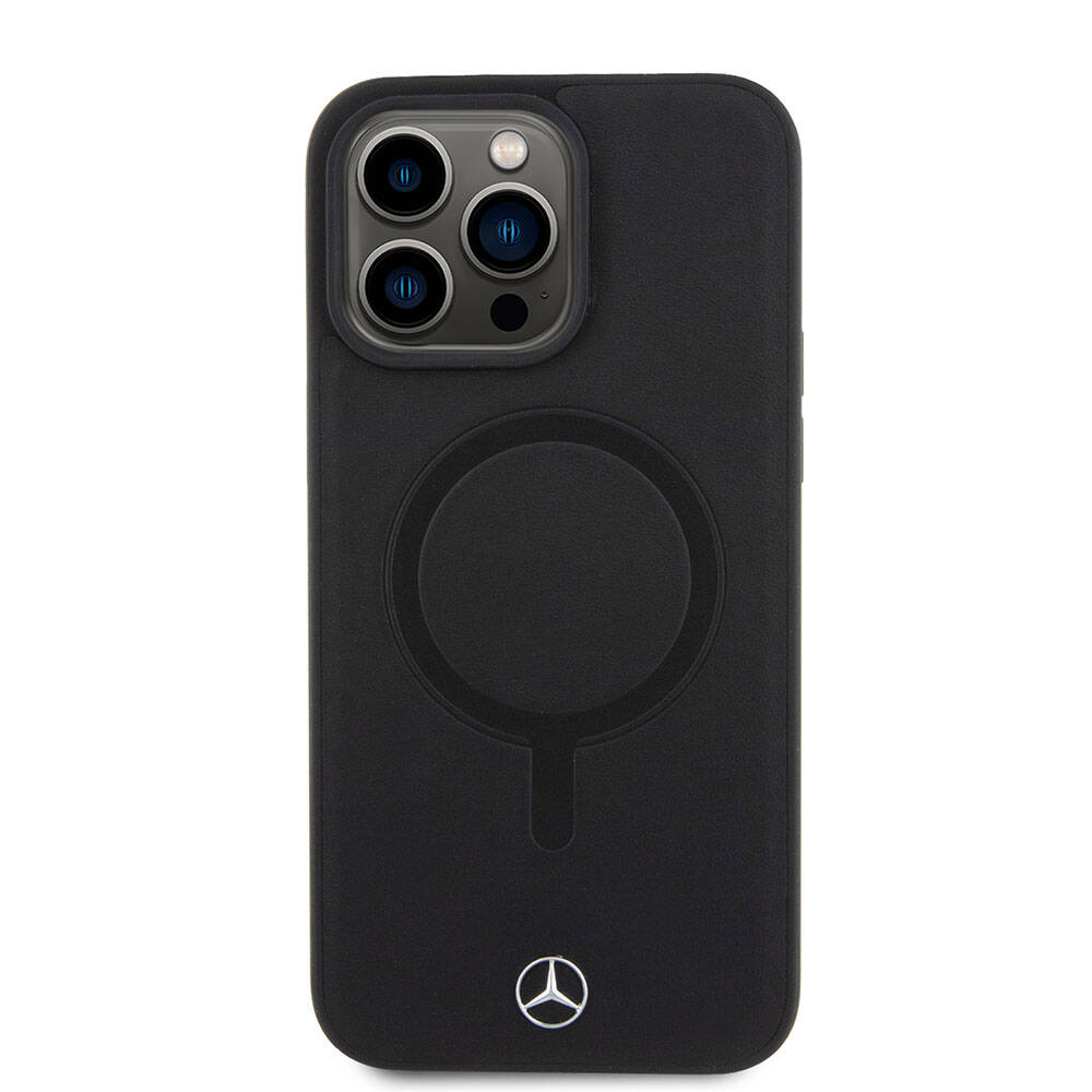 iPhone 15 Pro Max Uyumlu Kılıf Mercedes Benz Lisanslı Lisans Magsafe Kablosuz Şarj Özellikli Metal Yıldız Logo Deri