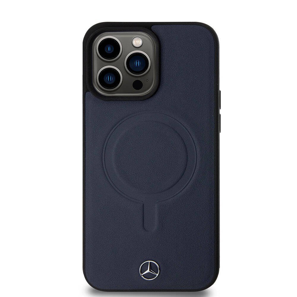 iPhone 15 Pro Max Uyumlu Kılıf Mercedes Benz Lisanslı Lisans Magsafe Kablosuz Şarj Özellikli Metal Yıldız Logo Deri
