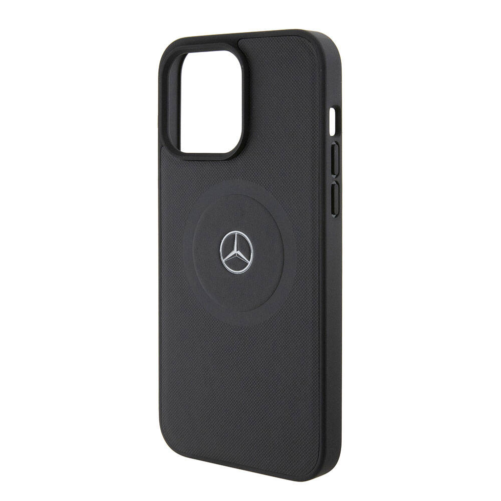 iPhone 15 Pro Max Uyumlu Kılıf Mercedes Benz Lisanslı Lisans Magsafe Kablosuz Şarj Özellikli Pike Desenli Baskı Logo Deri