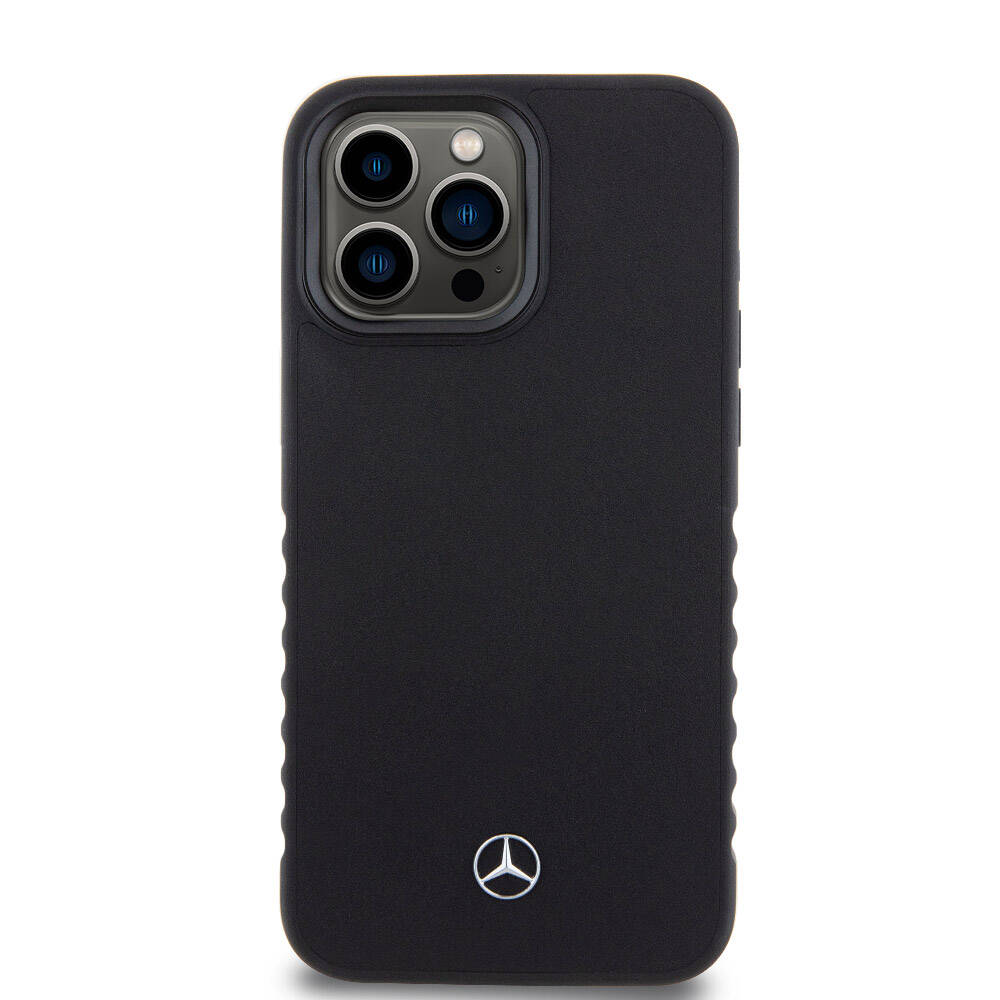 iPhone 15 Pro Max Uyumlu Kılıf Mercedes Benz Lisanslı Tırtıklı Kenar Pürüzsüz Hakiki Deri