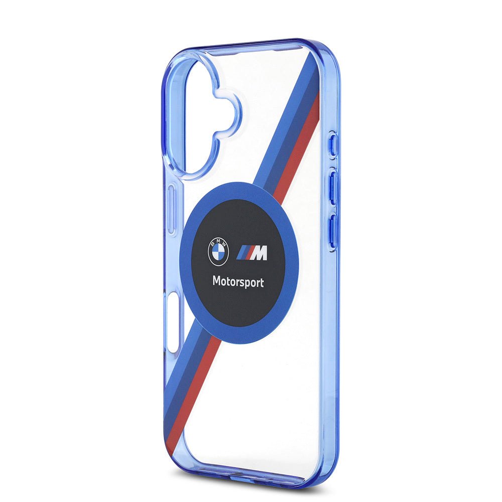 iPhone 16 Uyumlu Kılıf Bmw Lisanslı Magsafe Kablosuz Şarj Özellikli M Logolu Üç Renk Çizgili Motorsport Circle