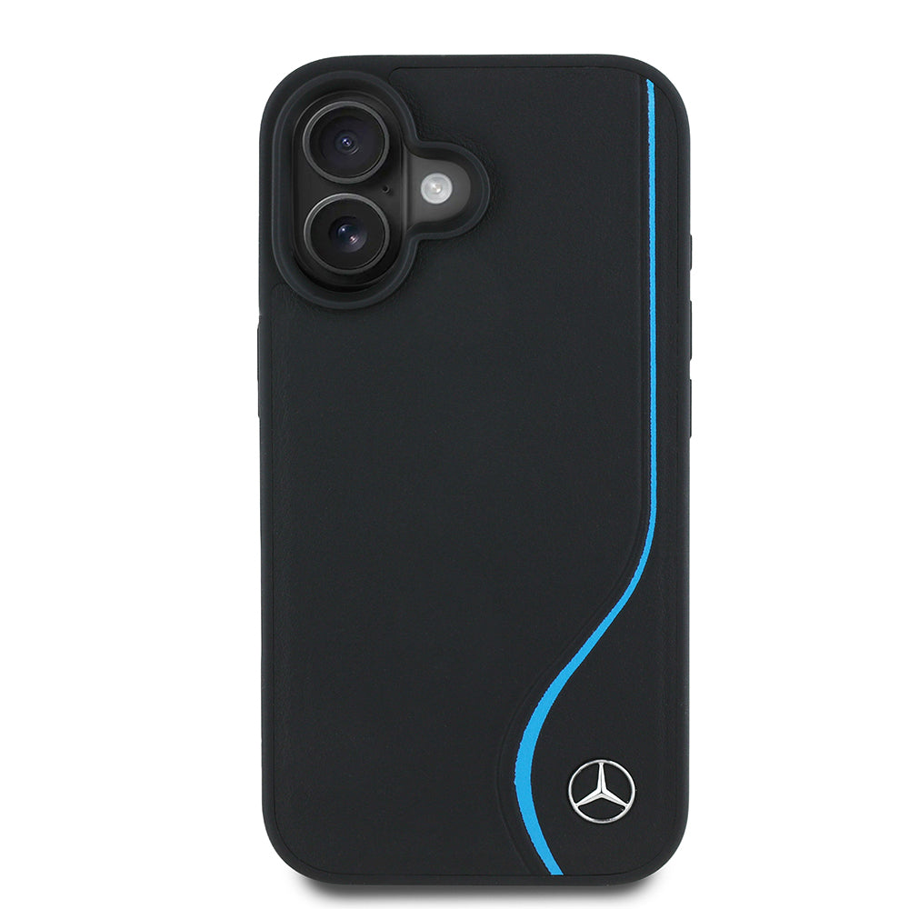 iPhone 16 Kılıf Mercedes-Benz Lisanslı M-safe Şarj Özellikli 3D Metal Logolu Deri