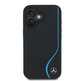 iPhone 16 Kılıf Mercedes-Benz Lisanslı M-safe Şarj Özellikli 3D Metal Logolu Deri