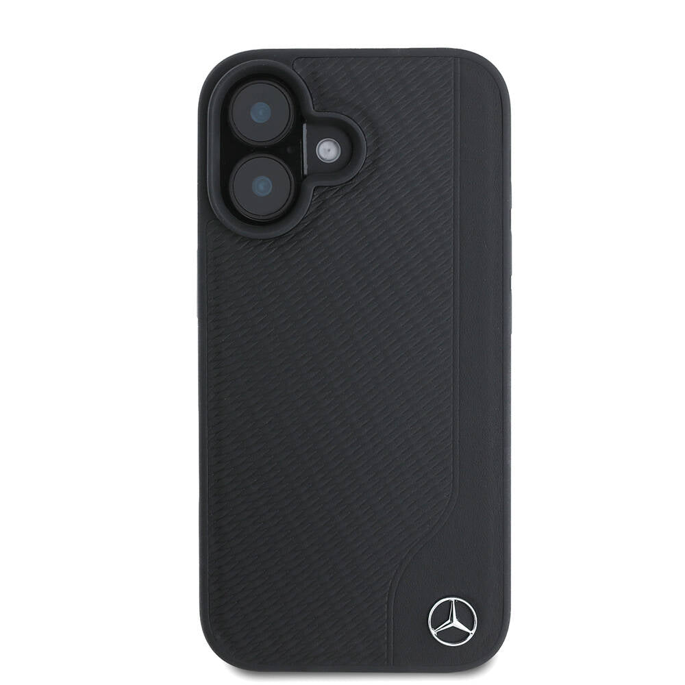 iPhone 16 Uyumlu Kılıf Mercedes Benz Lisanslı Magsafe Kablosuz Şarj Özellikli 3D Metal Logolu Wood Imitation Deri