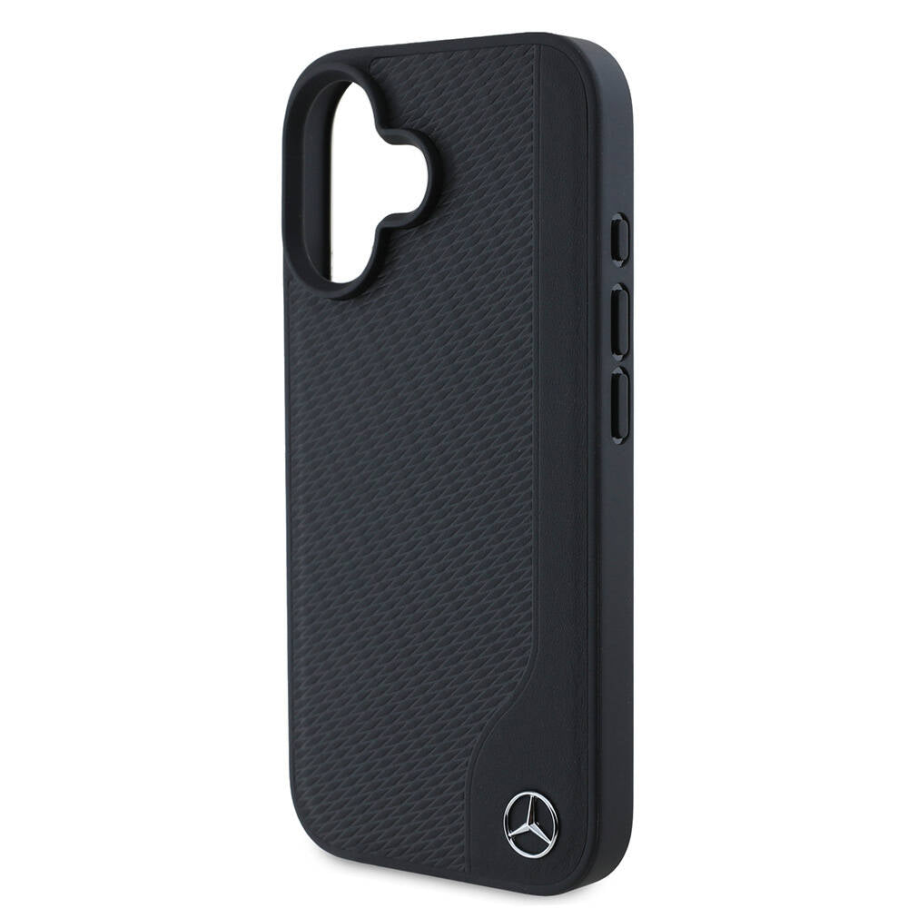 iPhone 16 Uyumlu Kılıf Mercedes Benz Lisanslı Magsafe Kablosuz Şarj Özellikli 3D Metal Logolu Wood Imitation Deri
