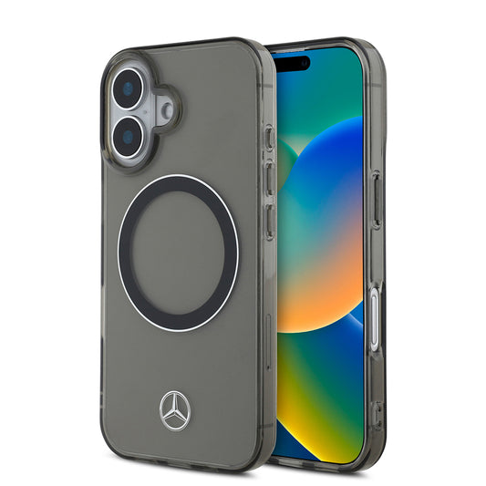 iPhone 16 Kılıf Mercedes-Benz Lisanslı M-safe Şarj Özellikli Saydam Yüzey Silver Ring