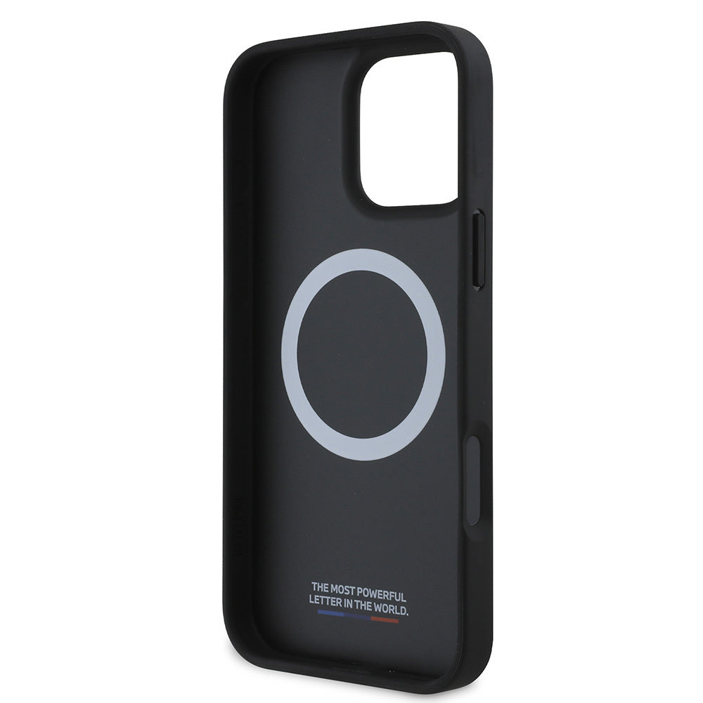 iPhone 16 Plus Uyumlu Kılıf Bmw Lisanslı Magsafe Kablosuz Şarj Özellikli M Logolu Üç Çizgili Meshed Tricolor Stripes
