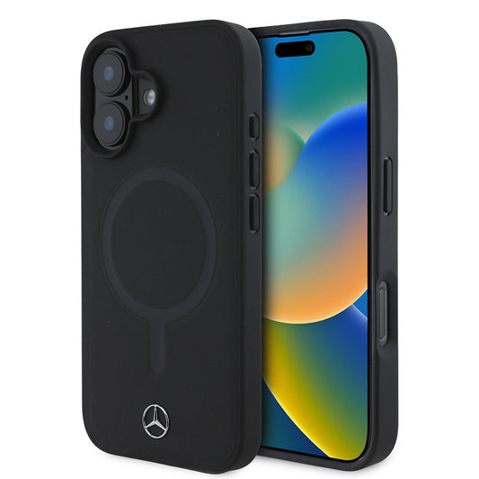 iPhone 16 Plus Uyumlu Kılıf Mercedes Benz Lisanslı Magsafe Kablosuz Şarj Özellikli Yumuşak Deri